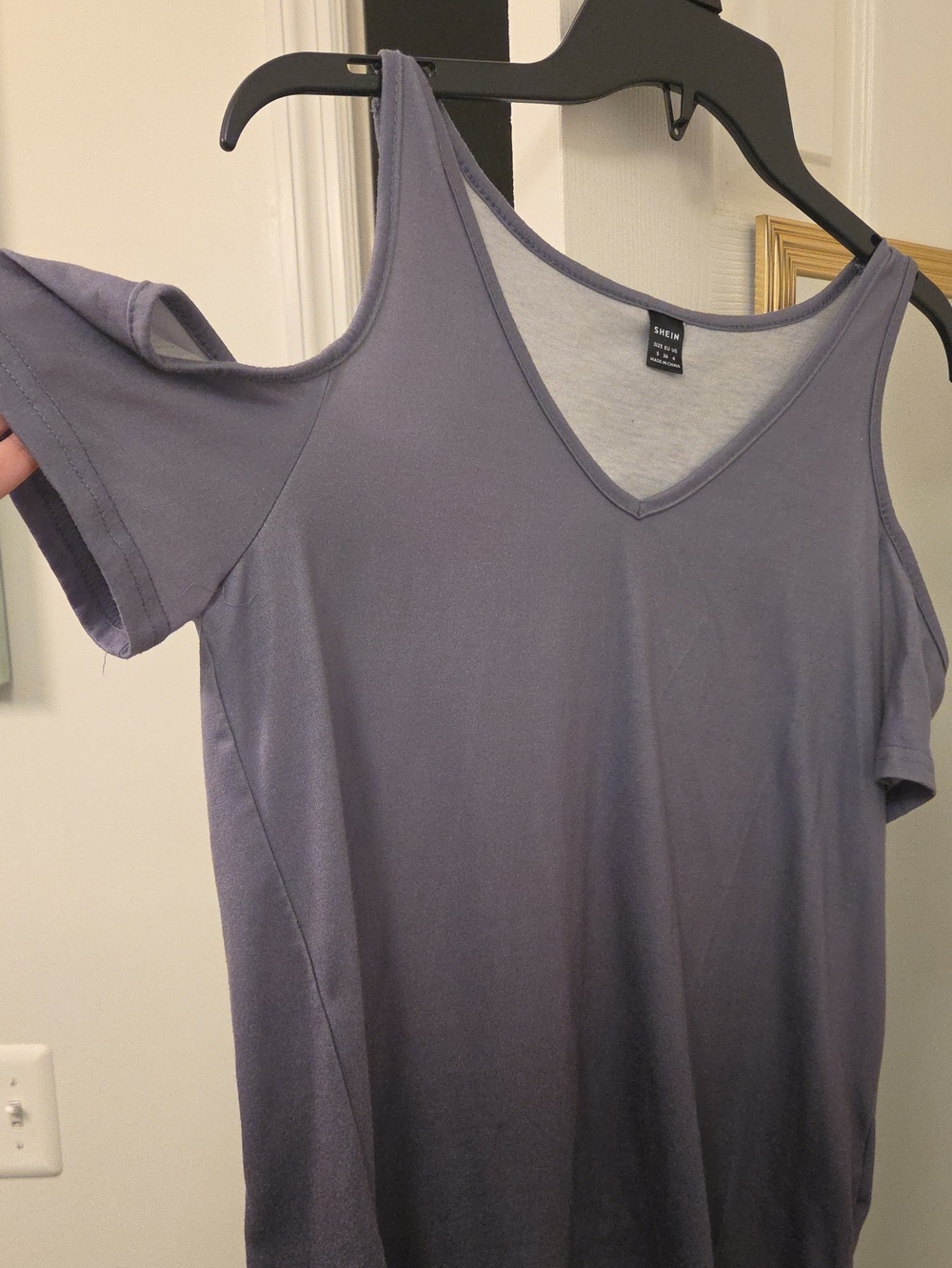 Cold Shoulder V-Neck Women’s Top - Slate Blue